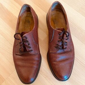Ferragamo Brown Pebble Grained Derbies